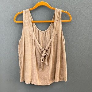 Madewell Sleeveless Tie-Back Linen Blend Tank Top Tan Sz 10